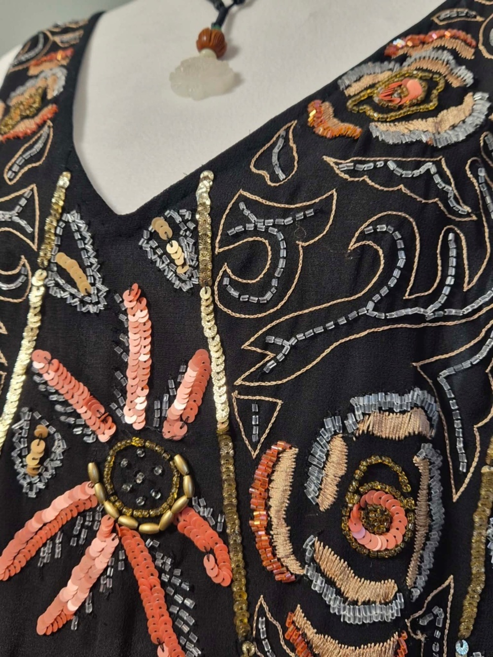 Free People Beaded Sequin Whimsy Hippie Coastal Fairycore Indie Boho Shift Dress - Picture 4 of 13